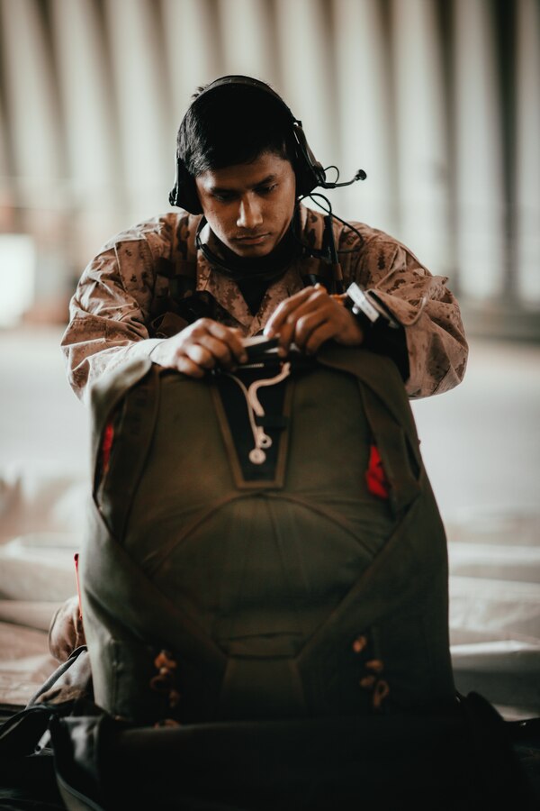 A Marine with 3rd Reconnaissance Battalion, 3rd Marine Division, III Marine Expeditionary Force, mentally prepares himself at Marine Corps Air Ground Combat Center, Twentynine Palms, Calif., Oct. 25, 2018, as a part of Integrated Training Exercise 1-19. The purpose of ITX is to create a challenging, realistic training environment that produces combat-ready forces capable of operating as an integrated Marine Air Ground Task Force. (U.S. Marine Corps Photo by Sgt. Joshua Elijah Chacon)