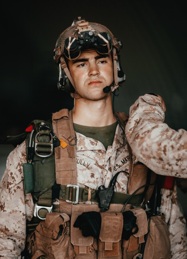 A Marine with 3rd Reconnaissance Battalion, 3rd Marine Division, III Marine Expeditionary Force, gets his gear inspected at Marine Corps Air Ground Combat Center, Twentynine Palms, Calif., Oct. 25, 2018, as a part of Integrated Training Exercise 1-19. The purpose of ITX is to create a challenging, realistic training environment that produces combat-ready forces capable of operating as an integrated Marine Air Ground Task Force. (U.S. Marine Corps Photo by Sgt. Joshua Elijah Chacon)