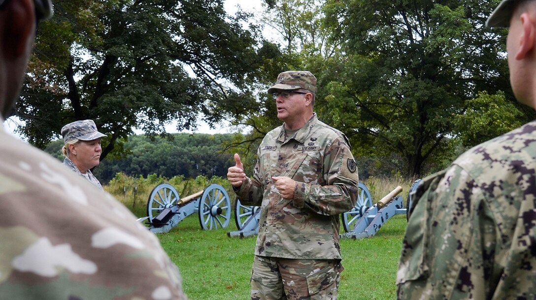 Army Brig. Gen. Mark Simerly, DLA Troop Support commander, conducted a staff ride in September at Valley Forge National Historical Park, where service members learned about the Continental Army’s battlefield logistics, living conditions, fighting tactics and key leaders during the Revolutionary War.