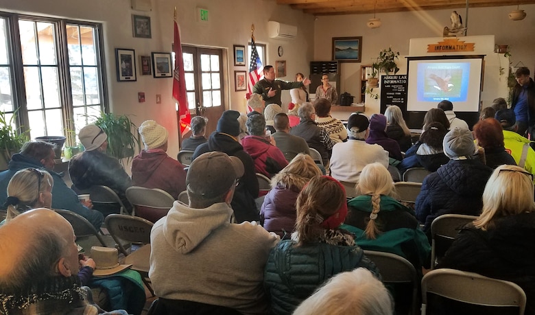 ABIQUIU LAKE, N.M. -- Project manager John Mueller explains the importance of the survey to the volunteers, before they head outside to count eagles during the annual Midwinter Eagle Watch, Jan. 5, 2019.