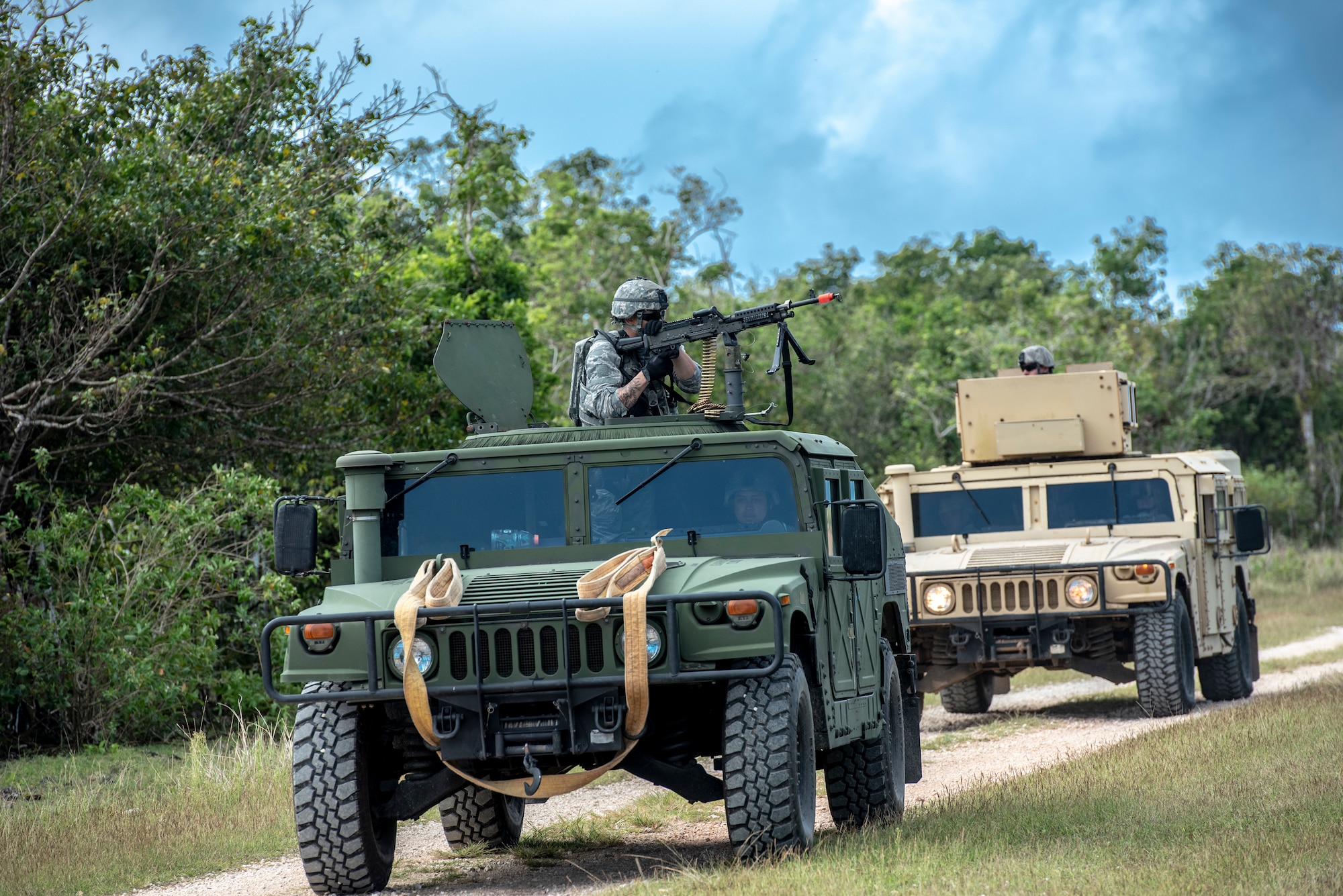 Security Force members conduct mounted patrols during tier 1 and 2 Commando Warrior training at North West Field near Andersen Air Force Base, Guam Dec. 11, 2018. The training was hosted by the 736th Security Forces Squadron as part of the CSAF’s Year of the Defender initiative. Sixty-eight active duty and Air National Guard members completed the 14-day course. (U.S. Air Force photo by Master Sgt. JT May III)