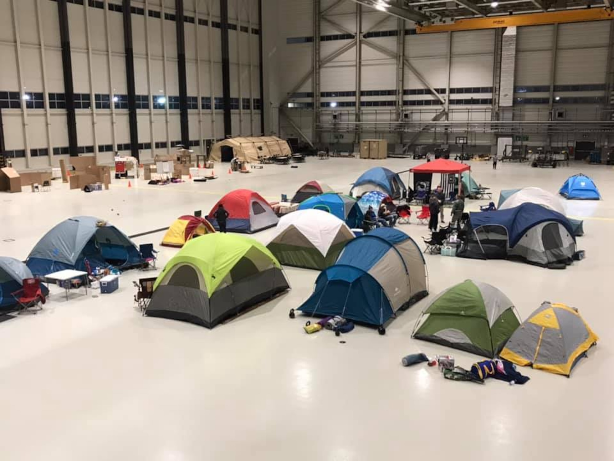 The 721st Aircraft Maintenance Squadron held a lock-in event inside the squadron hangar January 5, 2019. Airmen were encouraged to bring their families to stay overnight in the hangar to participate in food, fun, and a multitude of games such as nerf wars, a bounce house, and Tug-of-War. (Courtesy Photo)