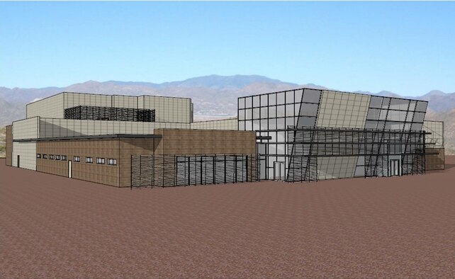 An artist's rendering showcases the planned 70,000 square foot Joint Simulation Environment facility. JSE is a scalable, expandable high fidelity government-owned, non-proprietary modeling and simulation environment to conduct testing on 5th+ generation aircraft and systems accreditable for test as supplement to open air testing. (U.S. Air Force graphic illustration couresty of 412th Electronic Warfare Group)