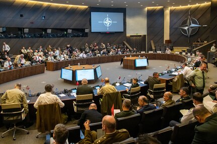 Marine Corps Gen. Joe Dunford, the chairman of the Joint Chiefs of Staff, attends the North Atlantic Treaty Organization (NATO) Military Committee in Chiefs of Defense Session (MC/CS) in Brussels, Belgium, Jan. 15, 2019.