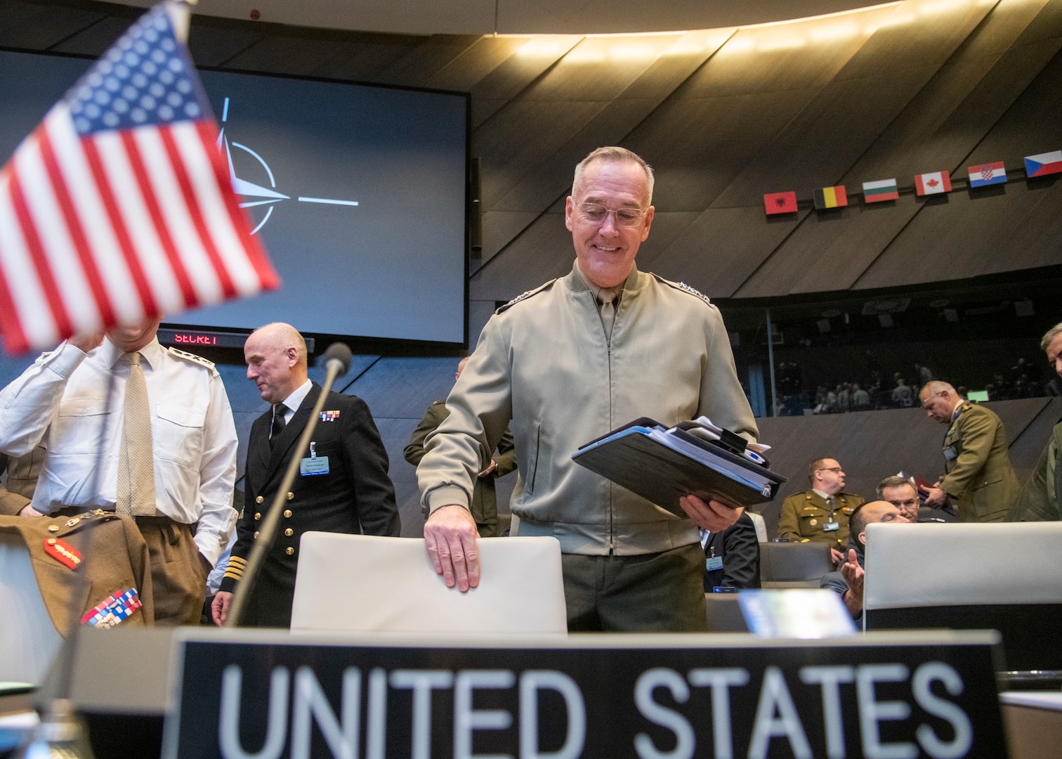 Marine Corps Gen. Joe Dunford, the chairman of the Joint Chiefs of Staff, attends the North Atlantic Treaty Organization (NATO) Military Committee in Chiefs of Defense Session (MC/CS) in Brussels, Belgium, Jan. 15, 2019.