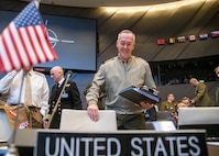 Marine Corps Gen. Joe Dunford, the chairman of the Joint Chiefs of Staff, attends the North Atlantic Treaty Organization (NATO) Military Committee in Chiefs of Defense Session (MC/CS) in Brussels, Belgium, Jan. 15, 2019.