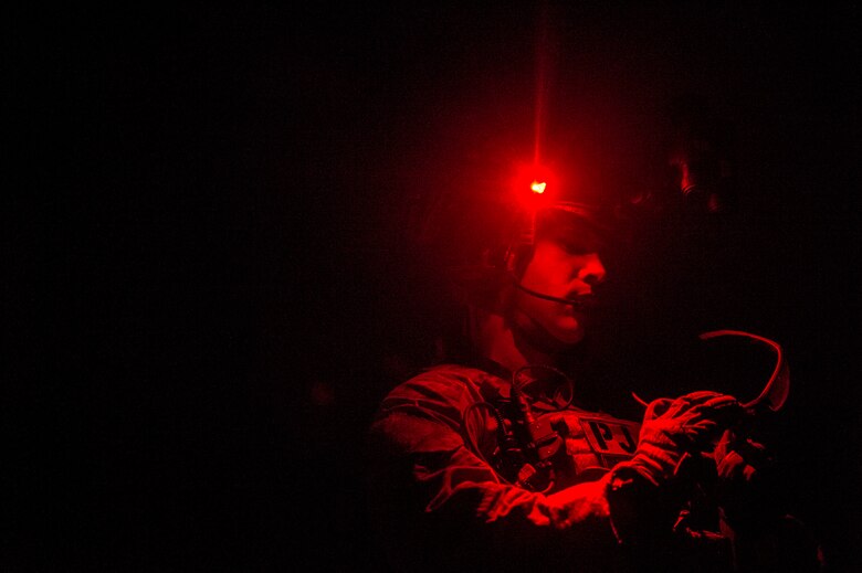 A pararescueman from the 38th Rescue Squadron cleans his eye protection after participating in a simulated personnel recovery scenario during a pre-deployment ‘spin-up’ exercise, Dec. 15, 2018, at Avon Park Air Force Range, Fla. During this pre-deployment ‘spin-up’ training, Moody’s 347th Rescue Group tested and maximized their combat search and rescue (CSAR) and personnel recovery capabilities. Under normal circumstances, the HH-60G Pave Hawk helicopter crews and maintainers deploy from Moody and integrate with Guardian Angel teams from different bases. This time, Moody’s 38th RQS and 41st RQS’s will deploy together and utilized this exercise to improve their mission readiness and cohesion before their departure. (U.S. Air Force photo by Senior Airman Greg Nash)