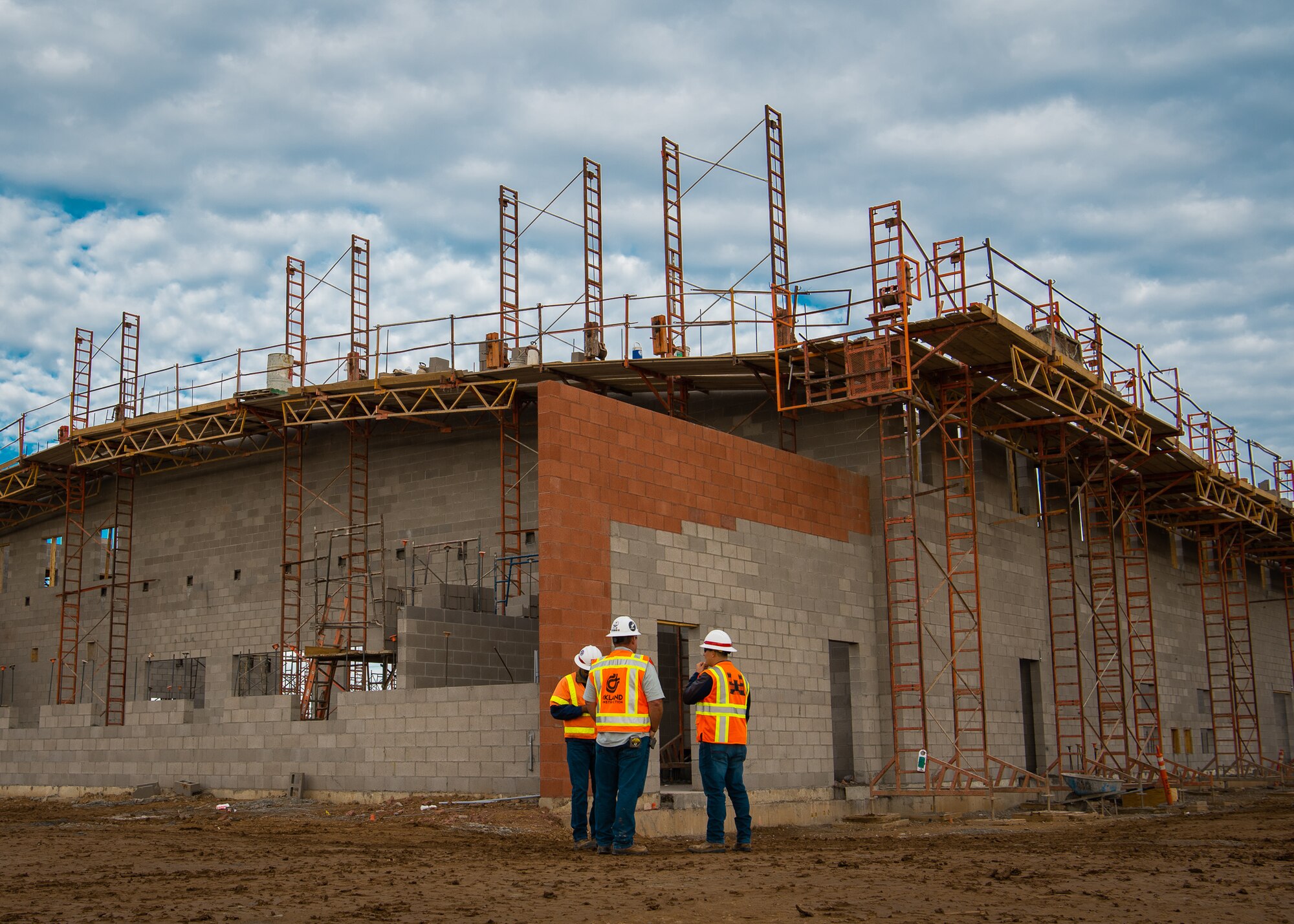 Oscar Siqueiros, Army Corps of Engineers project manager discusses building plans for the new 56th Communication Squadron building, Jan. 14, 2019 at Luke Air Force Base, Ariz.