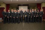 YOKOSUKA, Japan (Jan, 17 2019) - Vice Adm. Phil Sawyer(center right), along with Fleet Master Chief Tobi Howat(center left), pose with Sailors of the Year from the U.S. Navy's 7th Fleet and Royal New Zealand Navy at the announcement luncheon during 7th Fleet Sailor of the Year competition. The 7th Fleet Sailor of the Year Week is designed to share with these outstanding Sailors the unique operational environment in the 7th Fleet as well as enhance regional partnerships with like-minded forces.