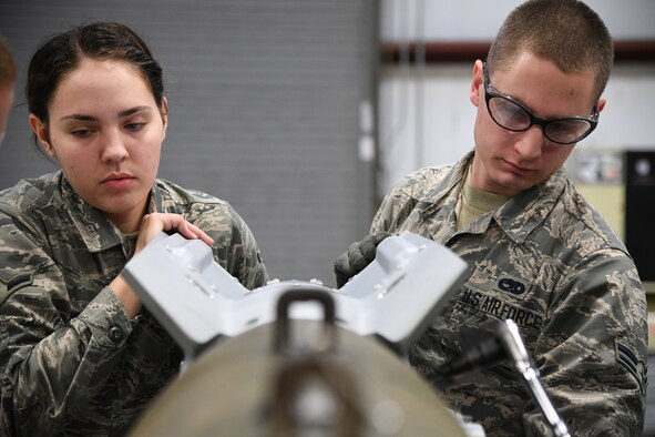 388th Maintenance Squadron Munitions Flight builds bombs during training.