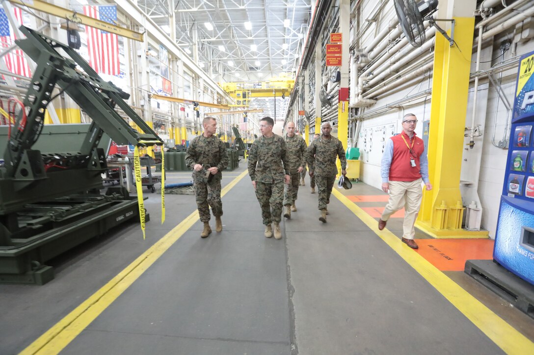 MCLB Albany Commanding Officer Col. Alphonso Trimble welcomes Marine Corps Installations East Commanding General Brig. Gen. Benjamin Watson, Sgt. Maj. Charles Metzger and his senior staff to the installation, Jan. 17. Watson recently assumed command of MCIEAST. Trimble along with several of his senior staff gave a tour of the base highlighting the critical missions and its tenant commands.  (U.S. Marine Corps photo by Re-Essa Buckels)