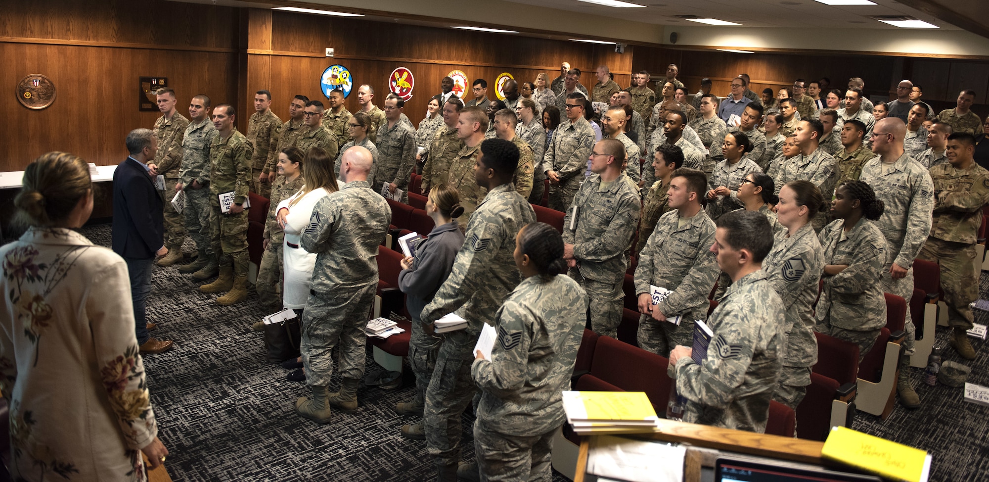 Travis Air Force Base Airmen attend a leadership class, the best just got better, taught by Jodi and Jason Womack Jan. 10, 2019, at Travis Air Force Base, Calif. Jason and Jodi have visited 39 countries on their voyage to help leaders become stronger. Their next commitment will be in Alabama, where Jason will be a professor of leadership studies at the Air University at Maxwel Air Force Base. (U.S. Air Force photo by Airman 1st Class Jonathon Carnell)