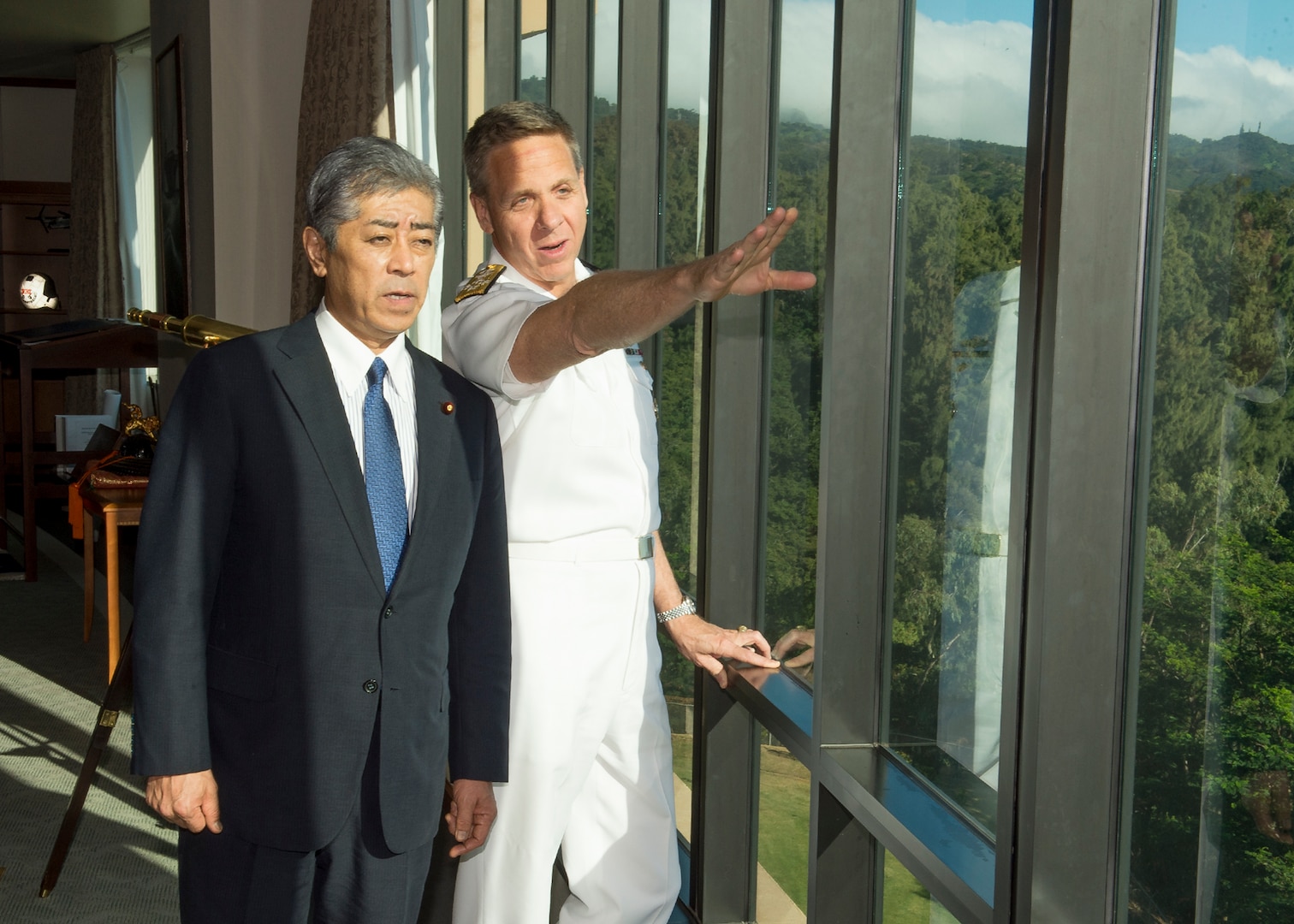 Commander, U.S. Indo-Pacific Command (USINDOPACOM), Adm. Phil Davidson, meets with Japan's Minister of Defense, his excellency, Takeshi Iwaya, at USINDOPACOM headquarters. The alliance between Japan and the United States is the cornerstone for peace and security throughout the Indo-Pacific region and emphasizes both nations’ commitment to a Free and Open Indo-Pacific.