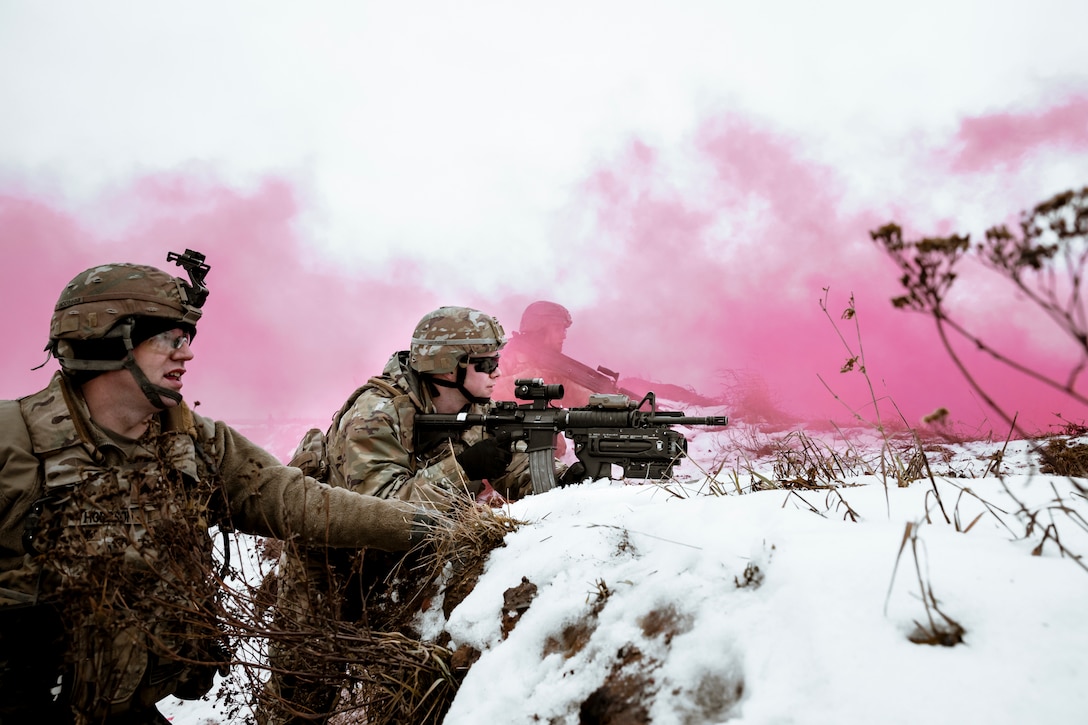 Soldiers in a snowy field