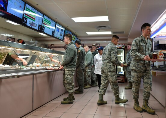 A Hennessy evaluator monitors a meal service at the Thunderbird Inn at Kirtland Air Force Base, N.M., Jan. 22, 2019. Kirtland's food service program is on of nine in the running for the Hennessy Trophy for best food service program in the Air Force. (U.S. Air Force photo by Airman 1st Class Austin J. Prisbrey)