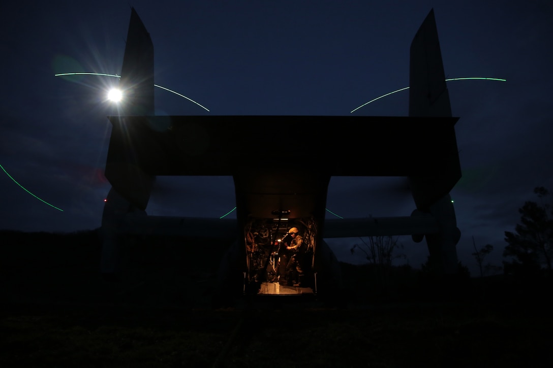 U.S. Marines with Special Purpose Marine Air-Ground Task Force-Crisis Response-Africa 19.1 prepare to conduct fast-rope insertion drills from a MV-22 Osprey in Sigonella, Italy, Jan. 8, 2019. SPMAGTF-CR-AF is deployed to conduct crisis-response and theater-security operations in Europe and Africa.