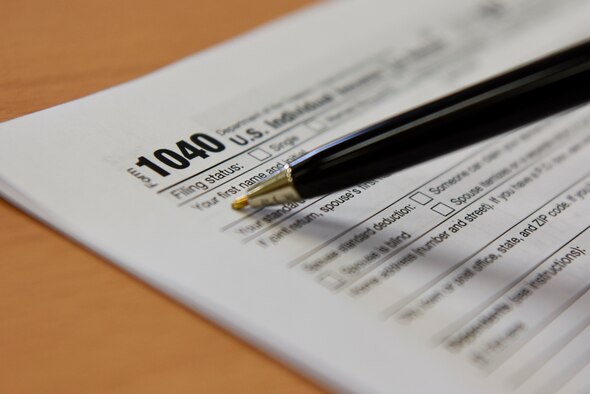 A U.S. Individual Income Tax Return 1040 form is displayed at Kunsan Air Base, Republic of Korea, Jan. 17, 2019. The IRS is the nation's tax collection agency, and administers the Internal Revenue Code enacted by Congress. Its website offers a wide variety of information that service members may find useful. (U.S. Air Force photo by Senior Airman Savannah L. Waters)