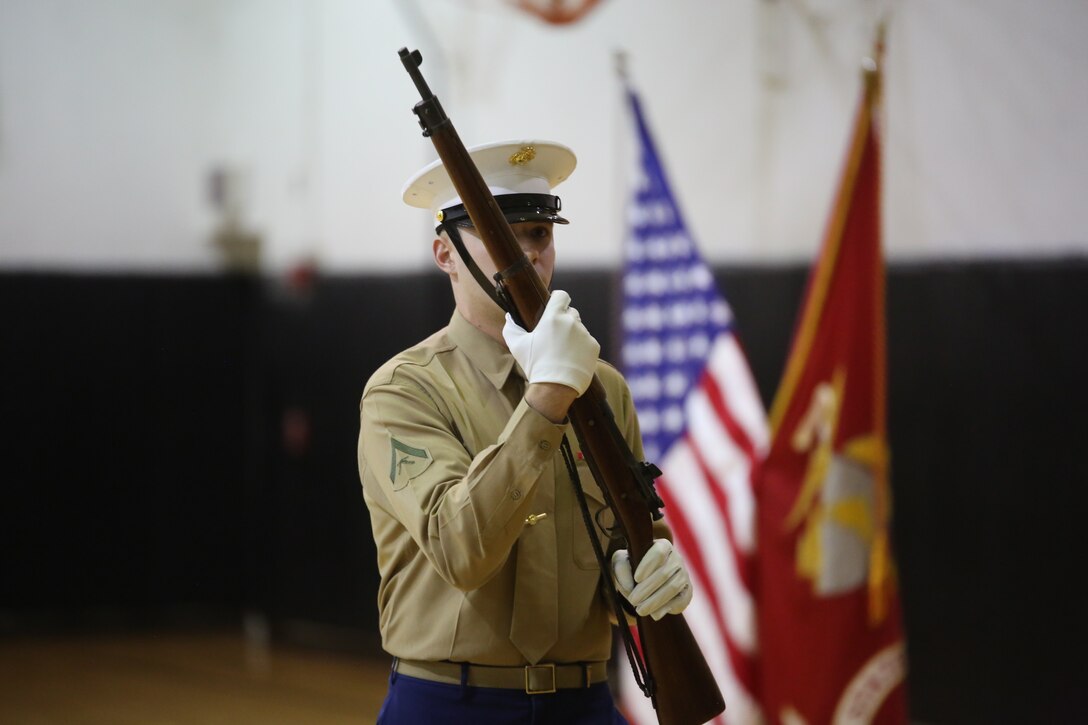 Marines with the U.S. Marine Corps Color Guard conducted Commandant's Four try outs at Marine Barracks Washington, Jan. 24, 2018. The Commandant’s Four, selected and appointed by the Commanding Officer of Marine Barracks Washington D.C., is the official Color Guard entity for the Marine Corps and marches in high-visibility ceremonies across the nation.
