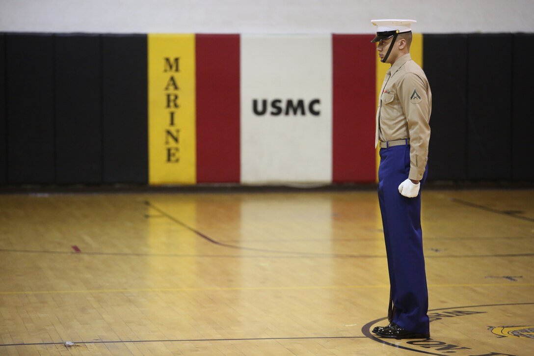 Marines with the U.S. Marine Corps Color Guard conducted Commandant's Four try outs at Marine Barracks Washington, Jan. 24, 2018. The Commandant’s Four, selected and appointed by the Commanding Officer of Marine Barracks Washington D.C., is the official Color Guard entity for the Marine Corps and marches in high-visibility ceremonies across the nation.