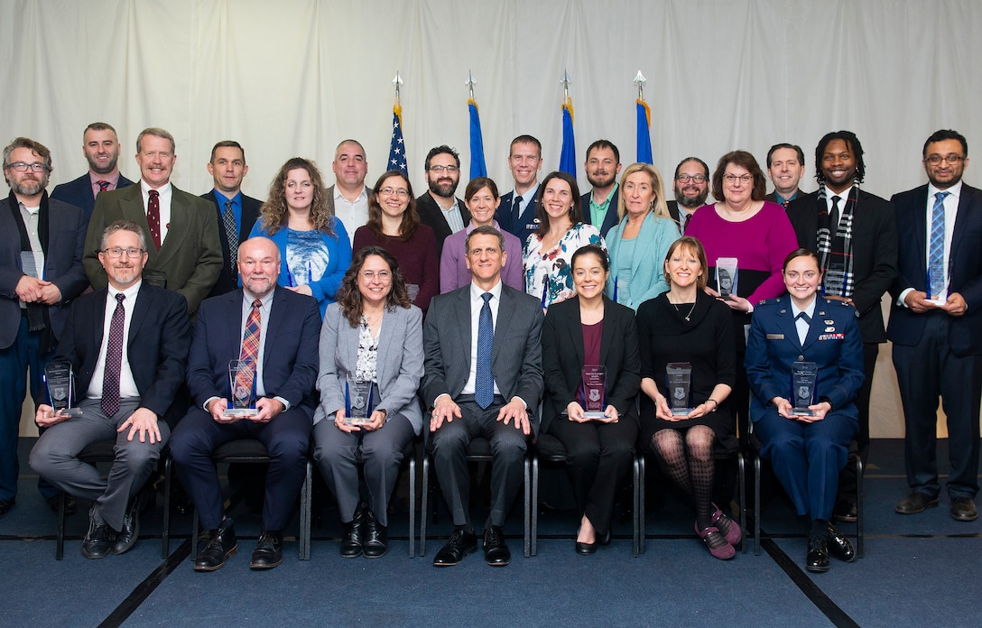 – On January 17, 2018, the Air Force Research Laboratory’s Materials and Manufacturing Directorate held their 66th Annual Awards Luncheon at the Hope Hotel and Richard C. Holbrooke Conference Center. Pictured are the award recipients. (U.S. Air Force photo/Rich Oriez)