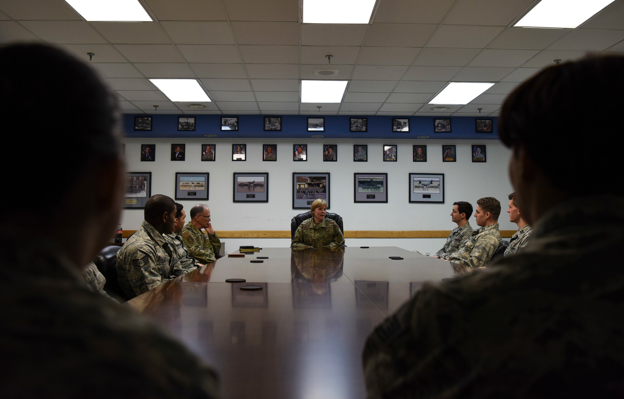 U.S. Air Force Brig. Gen. (Dr.) Sharon Bannister, Defense Health Agency education and training deputy assistant director and Assistant Surgeon General for Dental Services, speaks to Airmen from the 8th Medical Group Dental Clinic during her visit to Kunsan Air Base, Republic of Korea, Jan. 23, 2019. Gen. Bannister toured the 8th MDG sharing her priorities and learning how the Wolf Pack ensures force readiness. (U.S. Air Force Photo by Senior Airman Savannah Waters)
