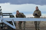 Idaho Army National Guard Sgt. Melissa Baney and Spc. Scott Post  conduct a pre-flight inspection of a D Company, 116th Brigade Engineer Battalion Shadow Jan. 17, 2019, at the Orchard Combat Training Center. Baney, a 15W unmanned aircraft systems operator, previously served in the U.S. Army before joining the Idaho Army National Guard to help pay for law school.