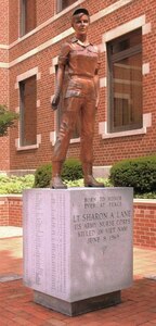 A statue honoring 1st Lt. Sharon Lane, a U.S. Army nurse killed during the Vietnam War, sits at Aultman Hospital, where she attended nursing school in the 1960s, in her hometown of Canton, Ohio. Lane was killed in June 1969 from enemy fire while serving at the 312th Evacuation Hospital in Chu Lai, South Vietnam. She was the only U.S. military nurse to die from enemy fire during the Vietnam conflict.