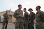 U.S. Army Gen. Joseph Votel, U.S. Central Command commander, and U.S. Army Command Sgt. Maj. William F. Thetford, U.S. Central Command senior enlisted leader give coins to U.S. Marines, Navy and Army personnel in Afghanistan, Jan. 19, 2019. The visit provides Gen. Votel with a deeper understanding of their unique capabilities and the opportunity to recognize persistent excellence in our military.
( U.S. Army photo by Sgt. Franklin Moore)