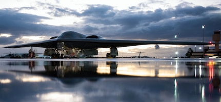 A B-2 Spirit bomber, deployed from Whiteman Air Force Base, Missouri, is prepared for a training mission at Joint Base Pearl Harbor-Hickam, Hawaii, Jan. 17, 2019. Three B-2 bombers and more than 200 Airmen deployed here in support of U.S. Strategic Command’s Bomber Task Force mission. Bomber aircraft regularly rotate through the Indo-Pacific region to integrate capabilities with key regional partners and maintain a high state of aircrew proficiency.