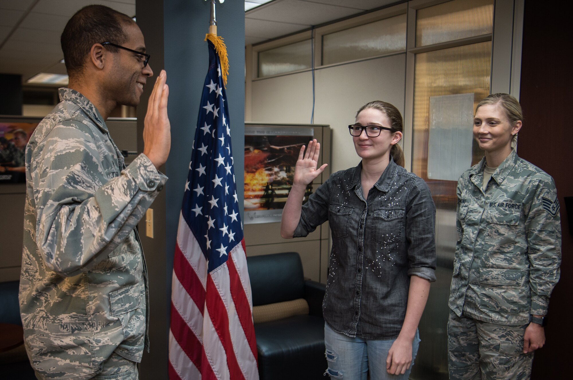 Newest citizen Airman for the Gateway Wing, the 932nd Airlift Wing, Scott Air Force Base, Illinois