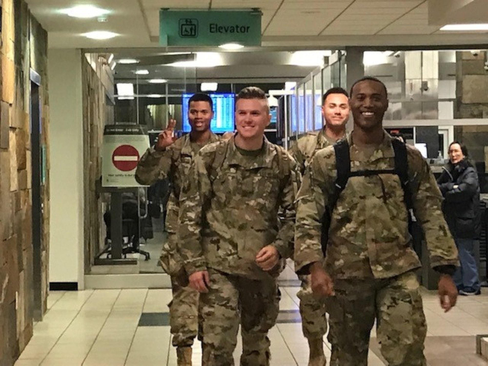 507th Security Forces Squadron defenders arrived at Will Rogers World Airport in Oklahoma City, Oklahoma, Jan. 23, 2019, to reunite with family and friends after a six month deployment. The Airmen deployed to the 386th Air Expeditionary Wing, Southwest Asia, in support of Operation Freedom’s Sentinel as security forces members. (U.S. Air Force photo by Master Sgt. Samantha Judge)