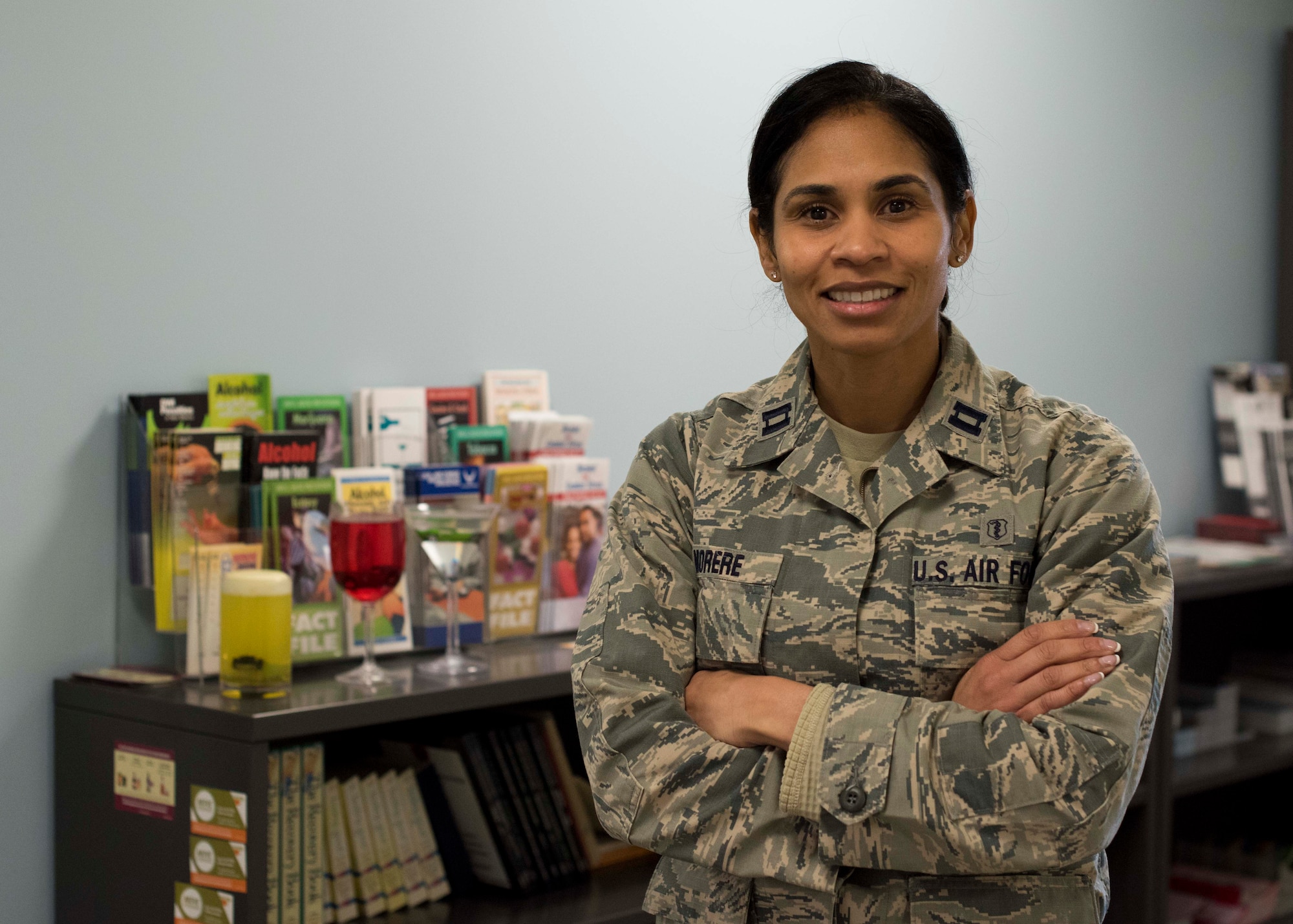 Capt. Sybella Morere, 49th Medical Group clinical social worker, poses for a photo, Jan. 24, 2019, on Holloman Air Force Base, N.M. The 49th MDG’s mental health team is comprised of clinical psychologists, clinical social workers and nurse practitioners. (U.S. Air Force photo by Staff Sgt. BreeAnn Sachs)