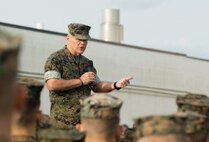 U.S. Marine Corps Gen. Robert B. Neller, commandant of the Marine Corps, speaks to Marines on Camp Lejeune, N.C