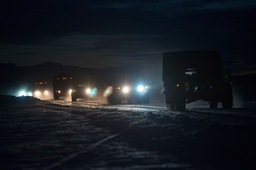 Army paratroopers convoy.