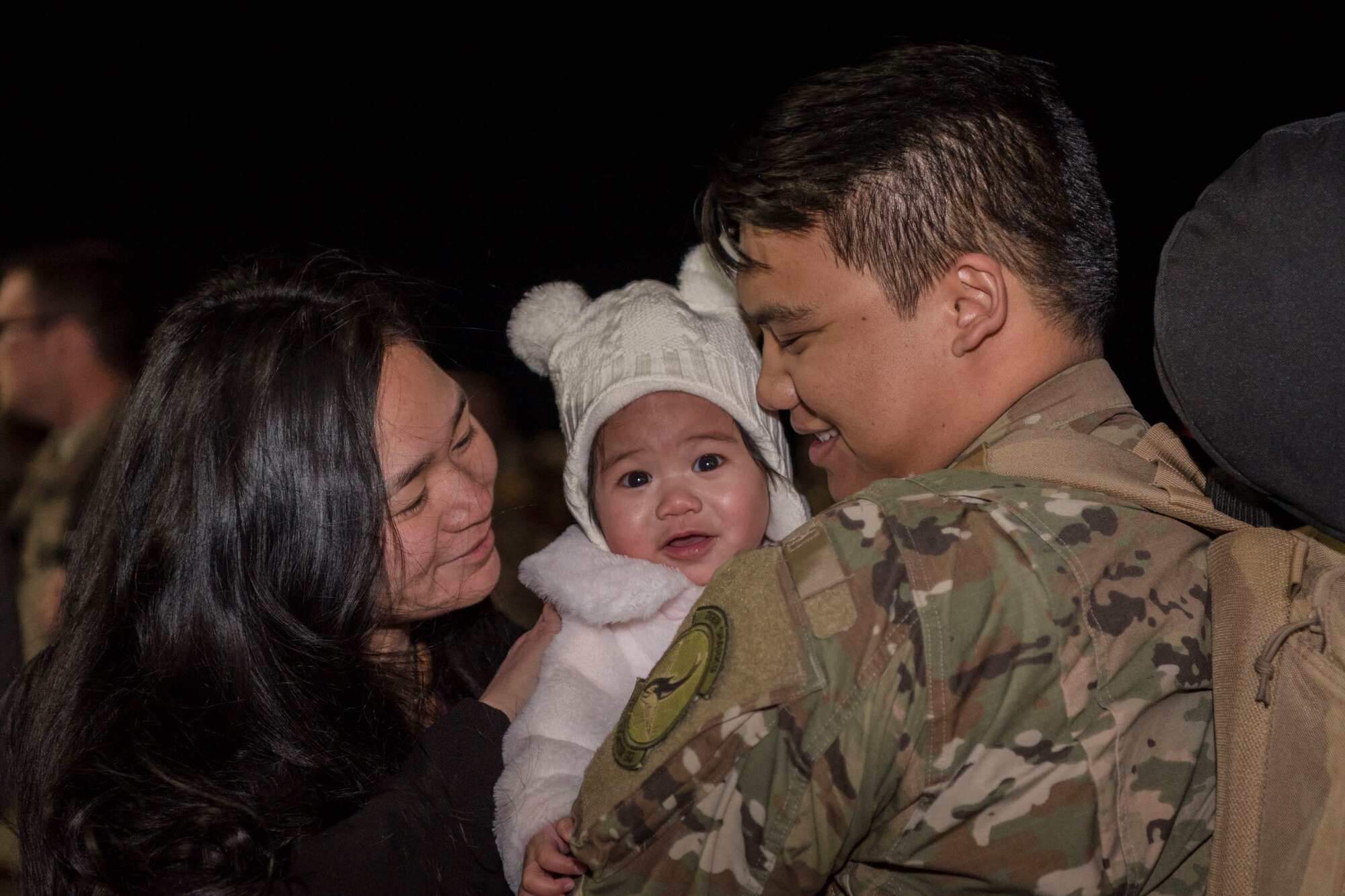 Airmen return to Moody Air Force Base, Ga., from a deployment in southwest Asia, Jan. 24, 2019. Reintegration events like these are especially important to Moody’s Airmen and their families as Moody is the most deployed base in Air Combat Command. (U.S. Air Force photo by Airman Taryn Butler)