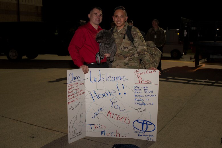 Airmen return to Moody Air Force Base, Ga., from a deployment in southwest Asia, Jan. 24, 2019. Reintegration events like these are especially important to Moody’s Airmen and their families as Moody is the most deployed base in Air Combat Command. (U.S. Air Force photo by Airman Taryn Butler)