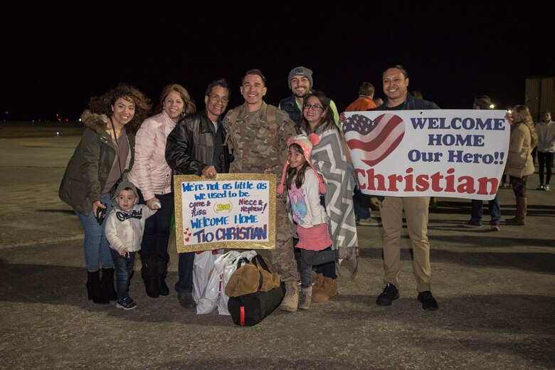 Airmen return to Moody Air Force Base, Ga., from a deployment in southwest Asia, Jan. 24, 2019. Reintegration events like these are especially important to Moody’s Airmen and their families as Moody is the most deployed base in Air Combat Command. (U.S. Air Force photo by Airman Taryn Butler)