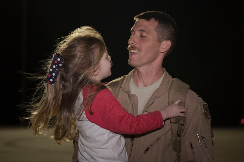 Airmen return to Moody Air Force Base, Ga., from a deployment in southwest Asia, Jan. 24, 2019. Reintegration events like these are especially important to Moody’s Airmen and their families as Moody is the most deployed base in Air Combat Command. (U.S. Air Force photo by Airman Taryn Butler)