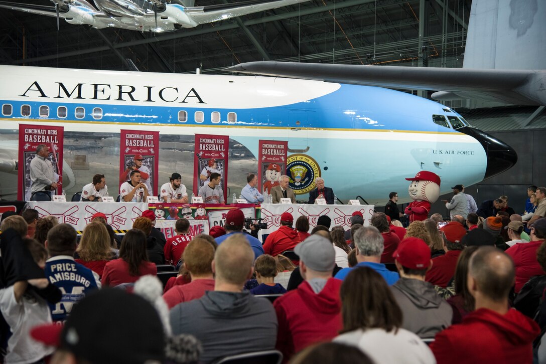 DAYTON, Ohio -- Baseball fans met with members of the Cincinnati Reds as part of the Reds Caravan at the National Museum of the U.S. Air Force on Jan. 19, 2019.(U.S. Air Force photo by Ken LaRock)