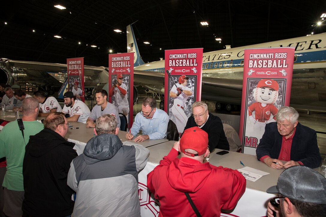 DAYTON, Ohio -- Baseball fans met with members of the Cincinnati Reds as part of the Reds Caravan at the National Museum of the U.S. Air Force on Jan. 19, 2019.(U.S. Air Force photo by Ken LaRock)