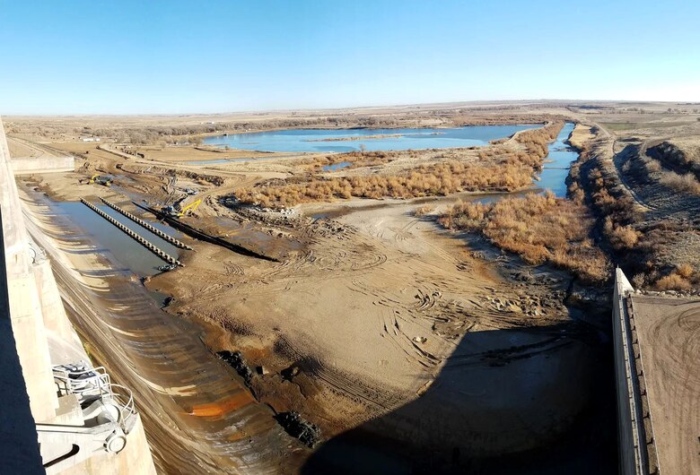 JOHN MARTIN RESERVOIR, Colo. – View of the dam’s stilling basin after it was dewatered.