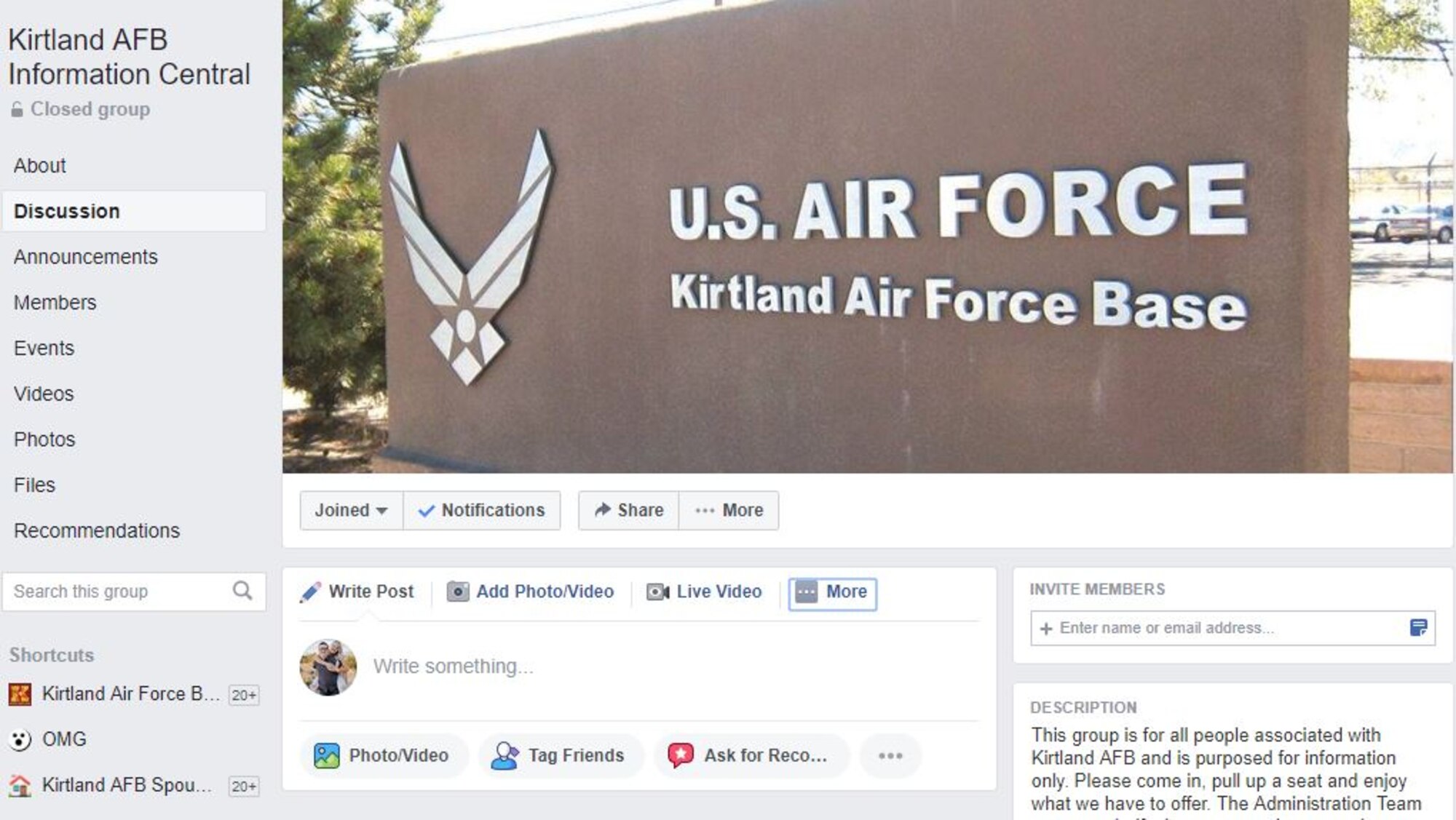 The Kirtland Air Force Base Information Central Facebook group is a private site for anyone, new or seasoned, associated with Kirtland AFB looking for information. While the KAFBIC Facebook group states that it is not officially associated with Kirtland Air Force Base, the information within its pages can be helpful to all within the Kirtland family. (Courtesy photo)