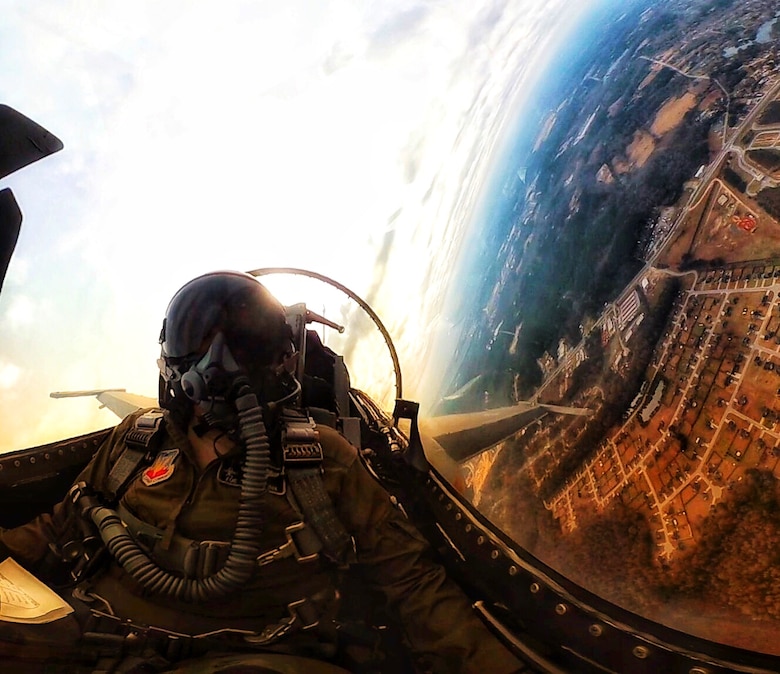 U.S. Air Force Capt. Zoe “SiS” Kotnik, F-16 Viper Demonstration Team (VDT) commander and pilot, performs a precision aerial demonstration near Shaw Air Force Base, S.C., Dec. 20, 2018.