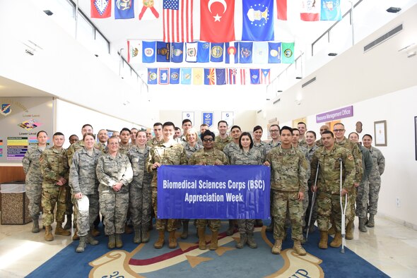 Members of the 39th Medical Group pose for a photo for Biomedical Sciences Corps Appreciation Week, Jan. 30, 2019 at Incirlik Air Base, Turkey.