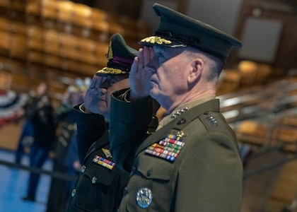Chairman of the Joint Chiefs of Staff Marine Corps Gen. Joe Dunford hosts  Thai Chief of Defense Forces Gen. Ponpipaat Benyasri for an official visit in Washington, D.C., Jan. 29, 2019.