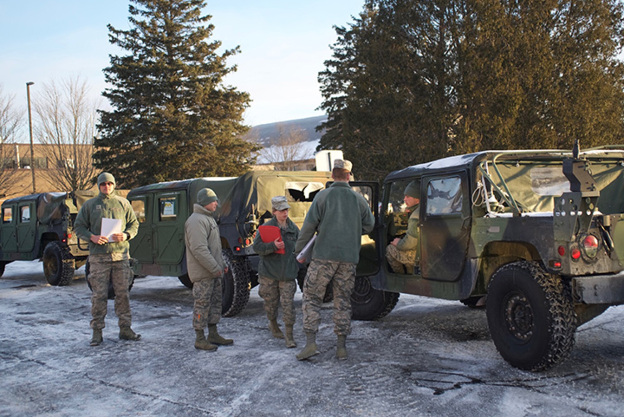 Airmen assigned to the New York Air National Guard's 174th Attack Wing prepare vehicles to deploy at Hancock Field Air National Guard Base in Syracuse, N.Y. as part of an Immediate Response Force at the direction of New York Gov. Andrew M. Cuomo as extremely cold weather hit western and central New York on Wednesday, Jan. 30, 2019. The New York National Guard stood up four teams with 80 Soldiers and Airmen and 20 vehicles ready to provide support as required.