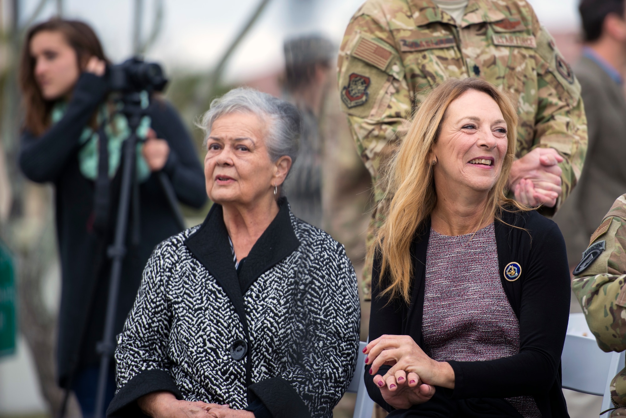 The family of U.S. Air Force Master Sgt. John Chapman, a Congressional Medal of Honor recipient, attends his ceremony at MacDill Air Force Base, Fla., Jan. 30, 2019.