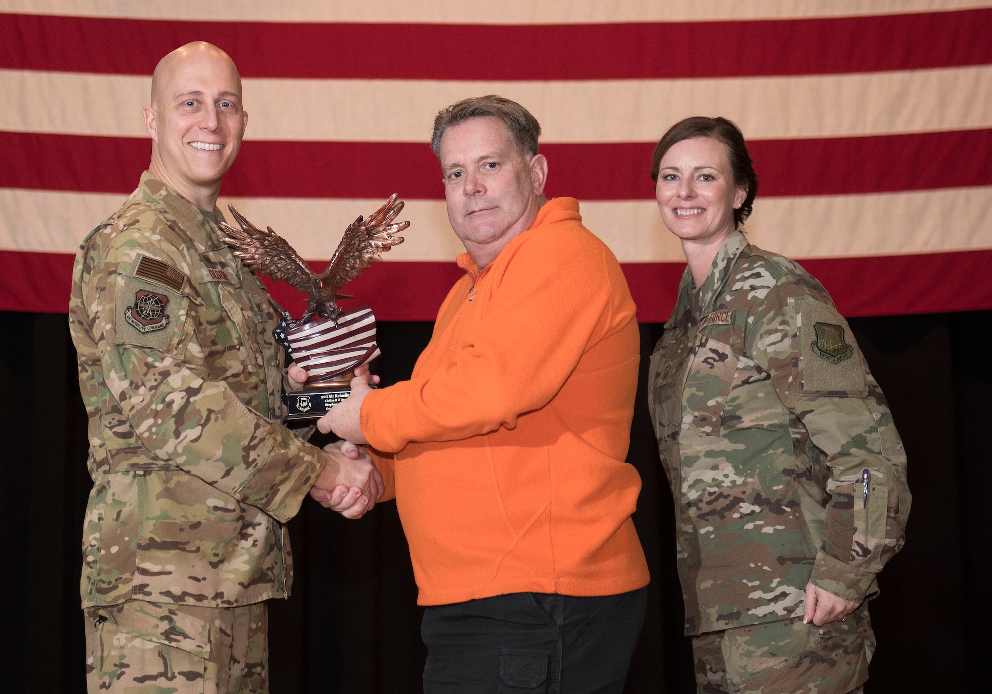 McConnell Air Force Base's 4th Quarter Award Winners at McConnell AFB, Kan., Jan. 30, 2019. Members not present are not pictured. (U.S. Air Force photo by Staff Sgt. David Bernal Del Agua)