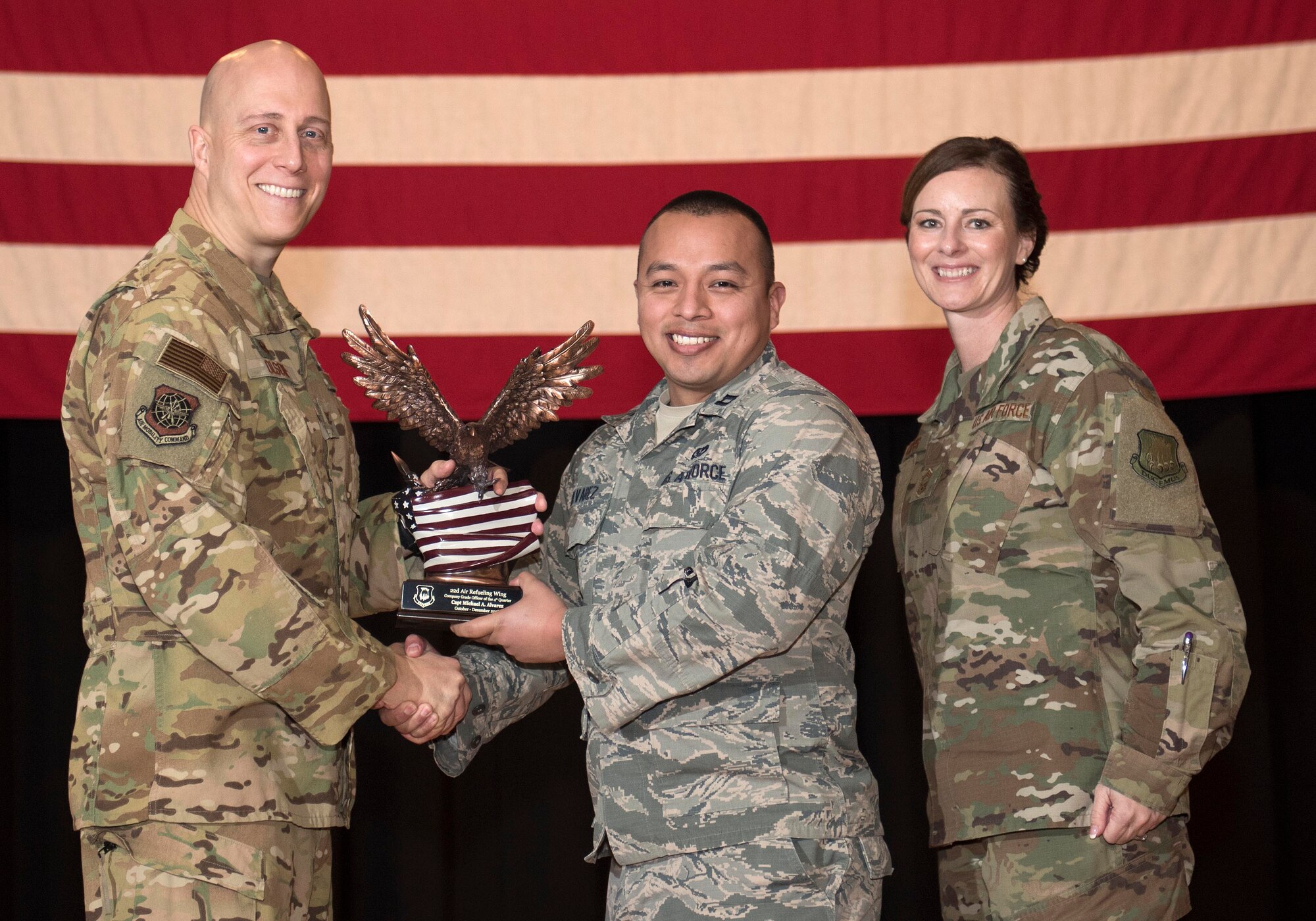 McConnell Air Force Base's 4th Quarter Award Winners at McConnell AFB, Kan., Jan. 30, 2019. Members not present are not pictured. (U.S. Air Force photo by Staff Sgt. David Bernal Del Agua)
