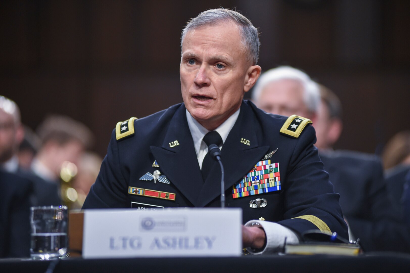 Defense Intelligence Agency Director Lt. Gen. Robert P. Ashley, Jr. responds to a question during an open hearing on worldwide threats facing the nation to the Senate Select Committee on Intelligence, Jan. 29, on Capitol Hill.